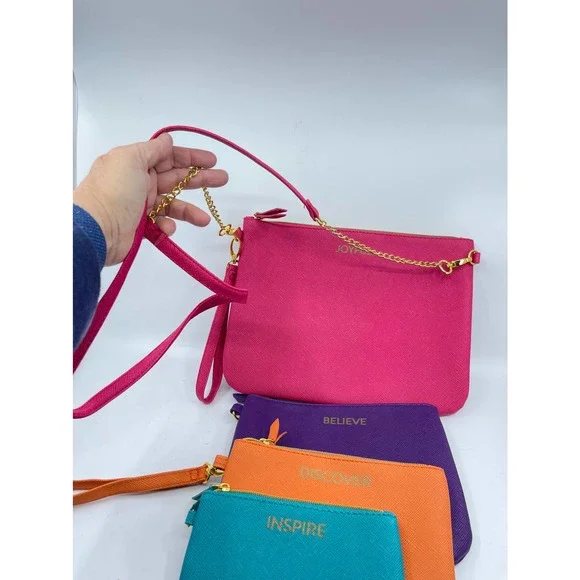 New Joy Mangano (5) Piece Zipper Pouch Set Neon Colors Travel Storage Cases - Picture 8 of 14